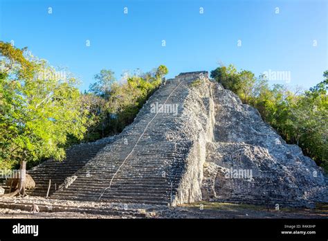 Pyramid of Coba, Mexico Stock Photo - Alamy