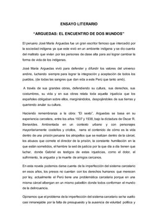 Ensayo Arguedas El Encuentro De Dos Mundos PDF