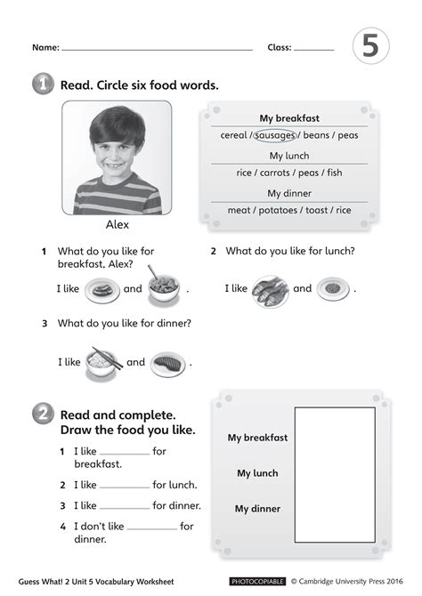 U5 Worksheets Guess What 2 Unit 5 Vocabulary Worksheet PHOTOCOPIABLE