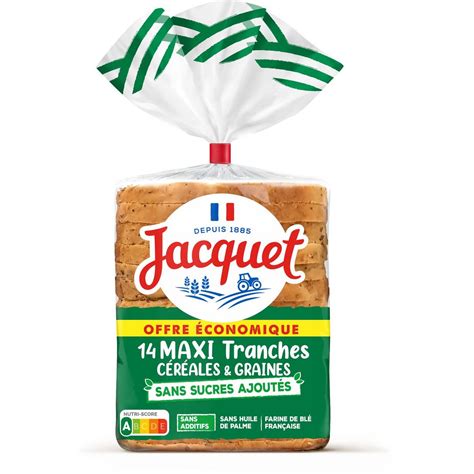 JACQUET Pain de mie maxi tranches céréales et graines sans sucres