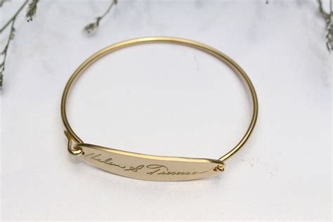 Personalized Bangles Actual Handwriting Bracelet Signature Etsy