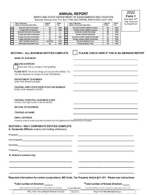 Maryland Annual Report 2022 2024 Form Fill Out And Sign Printable Pdf