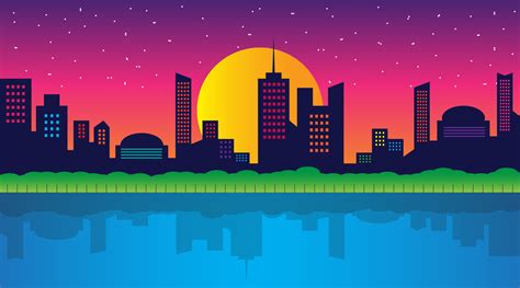 Night City Vector Illustration Dark Urban Scape Night Cityscape In