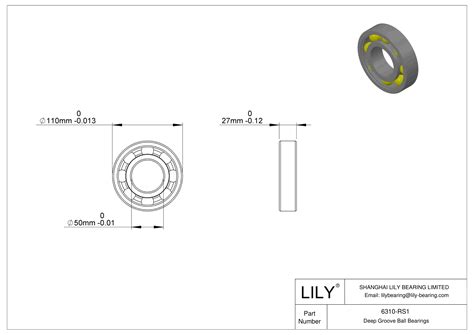 6310 Rs1 Single Row Deep Groove Ball Bearings Skf Lily Bearing