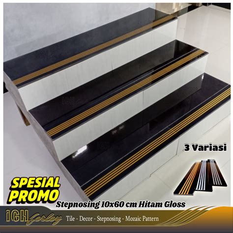 Jual Stepnosing Granit 10x60 Hitam Gloss Pijakan Tangga Mewah Murah