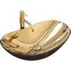 Lavabo Sobre Encimera Rea Royal In Gold Marble Black Mat Con Ofertas En