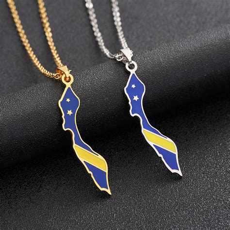 Curacao Map Flag Pendant Necklace Stainless Steel For Women Girls Gold