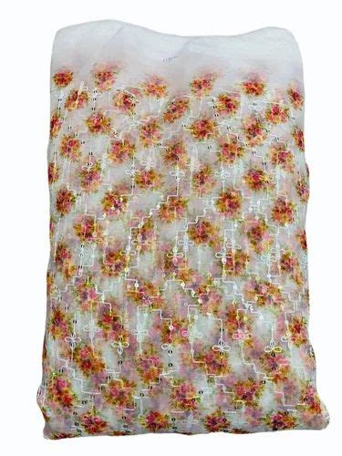 White Sequin Embroidered Organza Fabric At Rs 55 Meter Organza