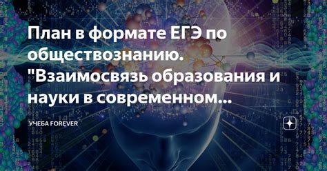 План в формате ЕГЭ по обществознанию. "Взаимосвязь образования и науки ...