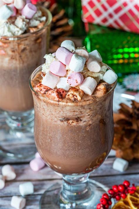 Hot Chocolate With Whipped Cream And Marshmallows Stock Photo Image