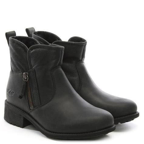 Ugg Lavelle Ii Black Leather Zipper Ankle Boots Lyst