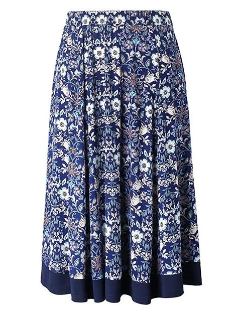 Chicwe Womens Plus Size Calf Length Flared Elastic Waist Skirt