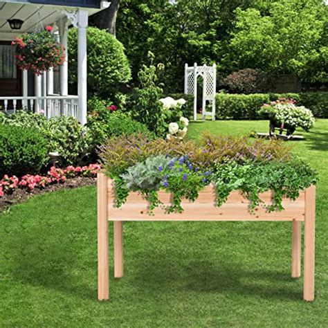 Wooden Elevated Raised Garden Bed 100 Solid Wood Planter Raised Bed