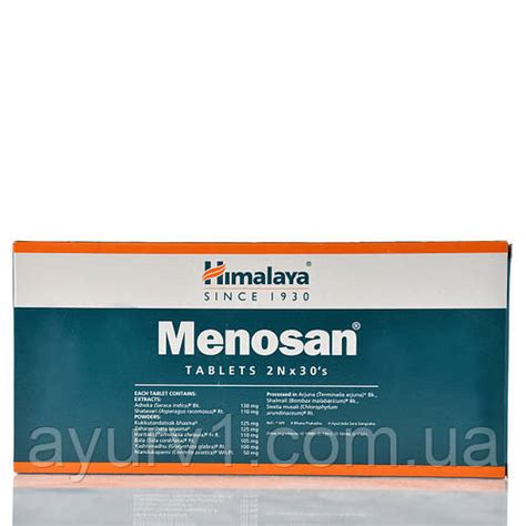 Меносан Хімалая Menosan Himalaya 60 tab для жінок при менопаузі ...