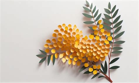 Premium Ai Image Golden Wattle Flower Made Of Paper Craft Generative Ai
