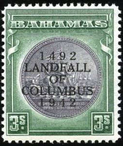 Stamp Overprinted In Black Bahamas Landfall Of Columbus Mi Bs