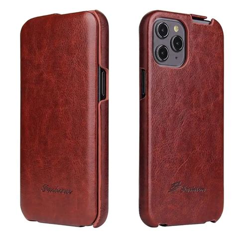 Genuine Leather Vertical Flip Cover Case for Apple iPhone 11 12 13 Pro ...
