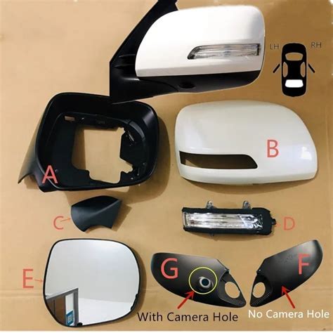 Rearview Mirror Cover Shell Side Mirror Glass Light Frame For Toyota