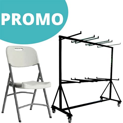 Lot De Chaises En Propyl Ne Blanches Et Chariot Pour Chaises Pliantes