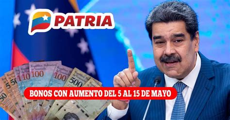 Bonos de la Patria Estos subsidios llegarán del 10 al 15 de mayo con