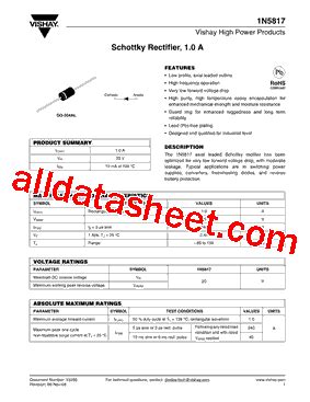 1N5817 Datasheet PDF Vishay Siliconix