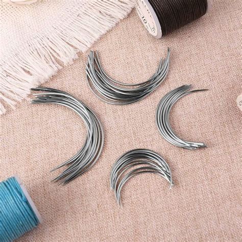 48Pcs Curved Needles C Type Weaving Needle Hand Sewing Needles 4 Sizes ...