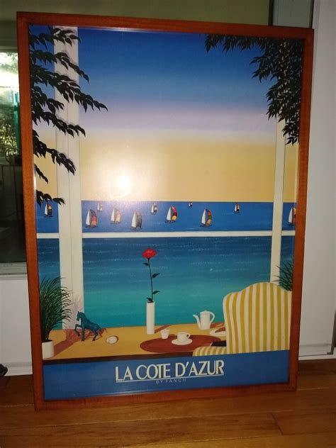 Vintage Framed French Artist Fanch Ledan Large Travel Poster La Cote D