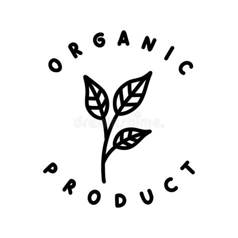 Organic Product Sign Doodle Icon Vector Color Line Illustration Stock