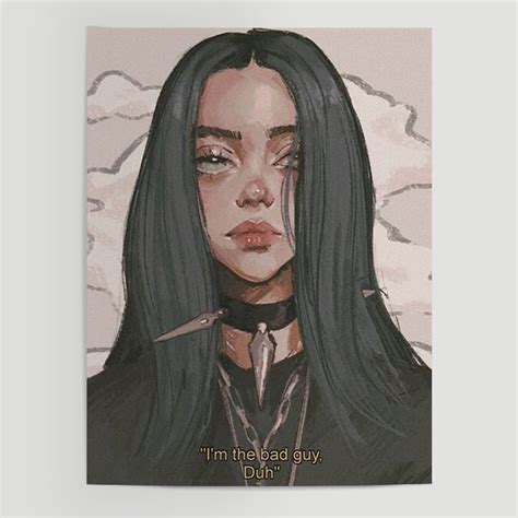 Billie Eilish Bad Girl Poster Wallart Cube Shop