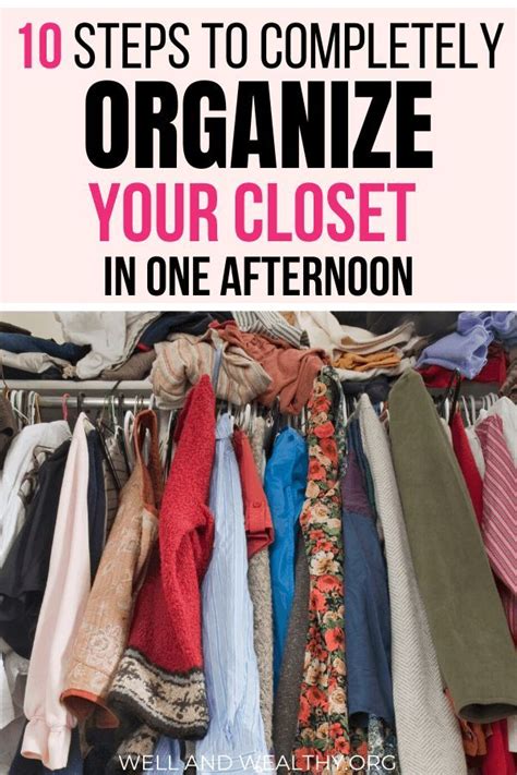 An Organized Closet With Clothes Hanging On Racks And The Words