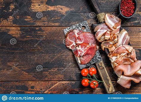 Meat Antipasto Board Pancetta Salami Sliced Ham Sausage Prosciutto