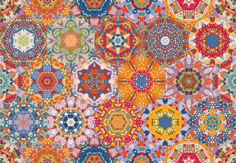 Colorful Mandalas Fabric Pattern Stock Illustrations 3 687 Colorful