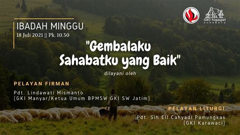 Ibadah Minggu 18 Juli 2021 Youtube