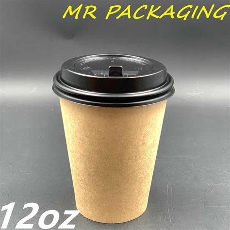 Paper Hot Cup 8oz 12oz 16oz With Lid Single Double Wall 50pcs Disposable Coffee