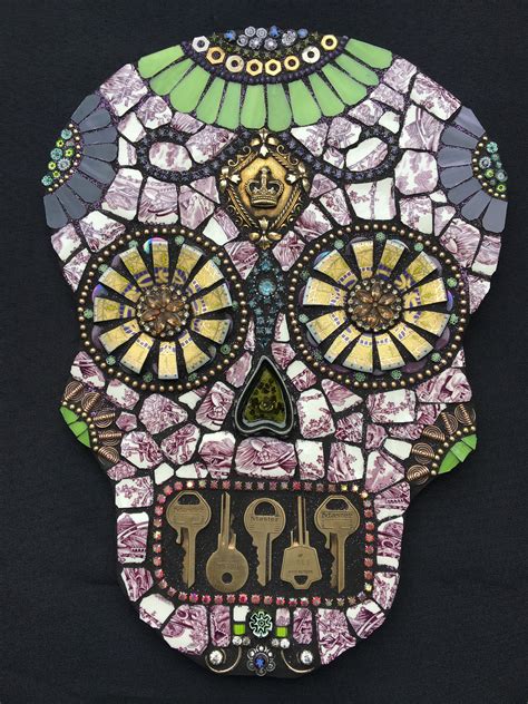 Sugar Skull Mixed Media Mosaic By Naomi Craig Sugar Skull Art Skull Crafts Mixed Media Mosaic