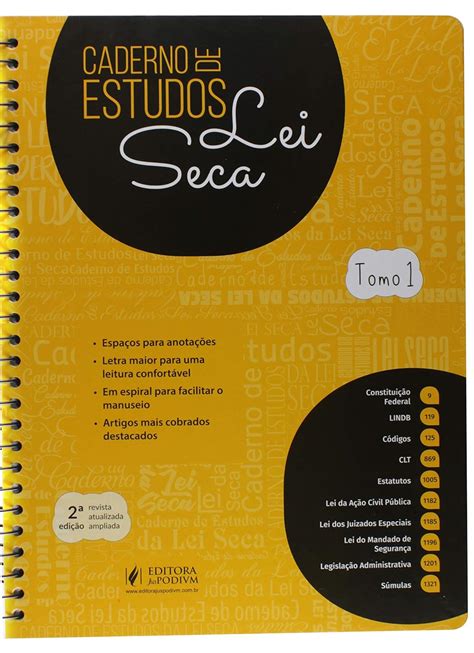 Caderno De Estudos Da Lei Seca Tomo I Amazon Books