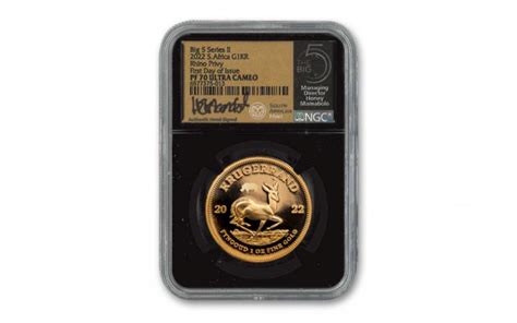 South Africa Oz Gold Krugerrand Proof W Big Rhino Privy Mark