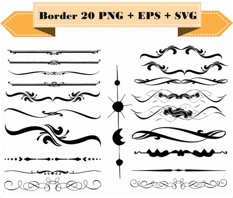 Border Vintage Corner Retro Vector Clipart Png Eps Svg Set Digital