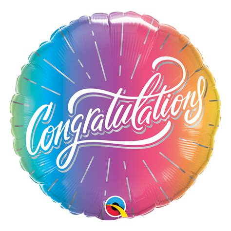 Congratulations Rainbow Ombre Small Balloon Oh Shiny Balloons