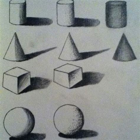 Pencil Drawings Of Different Shapes And Sizes Are Shown In This Drawing