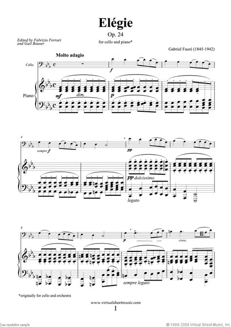 Faure Elegie Op 24 Sheet Music For Cello And Piano [pdf]