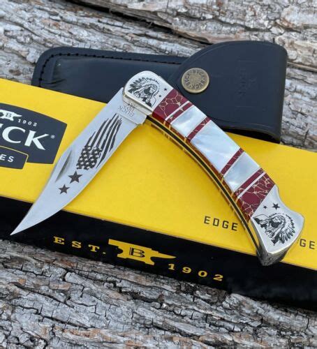 Buck 110 B Yellowhorse Custom I Chief Pearl And Red Gold Quartz