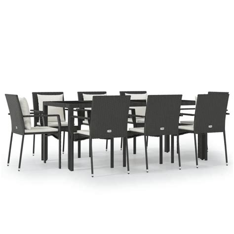 Mobilier D Ner De Jardin Pcs Et Coussins Noir R Sine Tress E Leroy