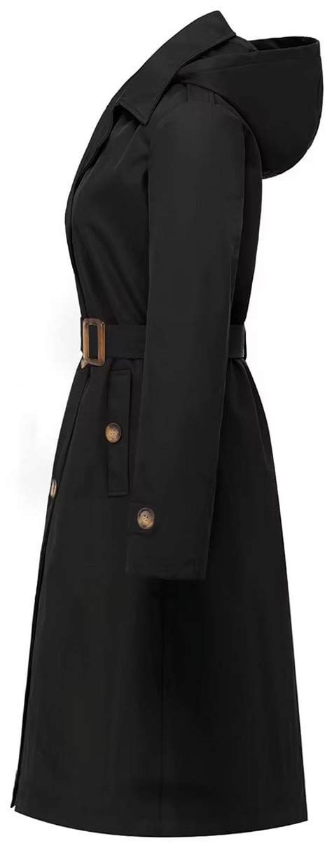 Chrisuno Mid Length Trench Coats For Women Fall Jackets Waterproof Coat Long Double Breasted