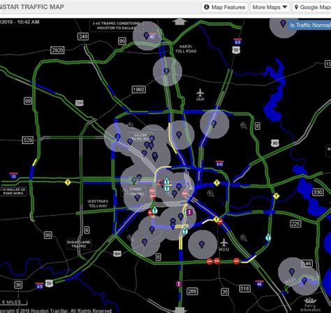 Houston Transtar traffic map with new icons - “roadway flooding risk ...