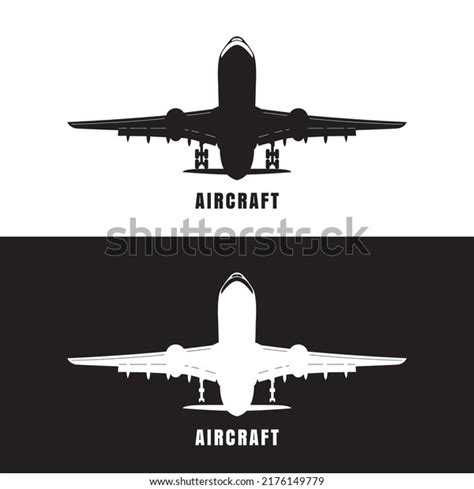 Silhouette Airplane Flight Black White Stock Vector (Royalty Free ...