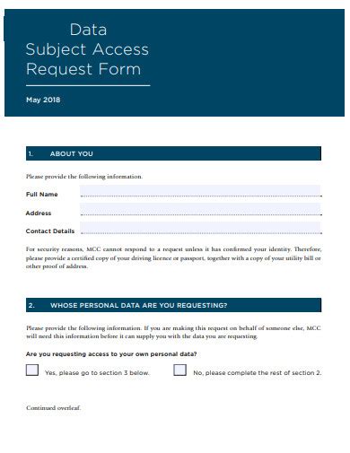 Free Subject Access Request Template Free Templates Printable
