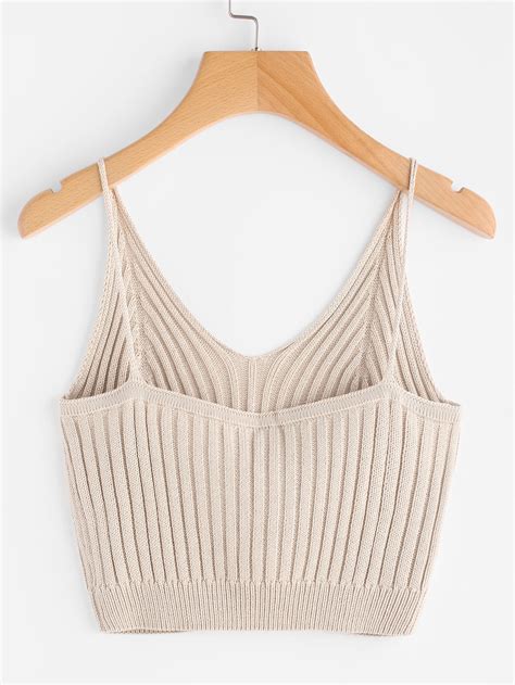 Rib Knit Crop Cami Top Sheinsheinside