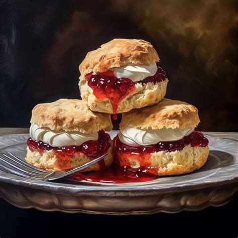 Scones with Clotted Cream and Strawberry Jam by Steve Charles on Dribbble