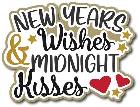 New Years Wishes And Midnight Kisses Scrapbook Page Title Sticker In